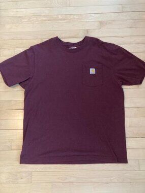Carhartt Loose Fit Pocket T-Shirt Men’s Large Burgundy Workwear